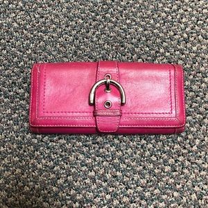 Coach Hot Pink Bifold Wallet With Silver Hardware